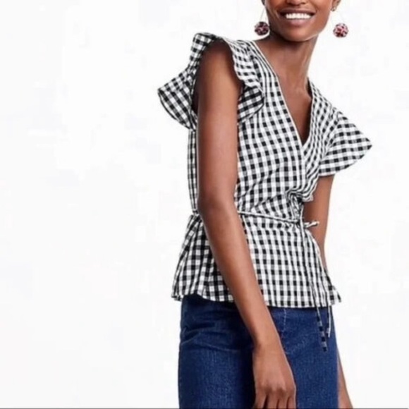 Bundle of 4 J. Crew Flutter Sleeve Wrap Peplum Tops - Picture 14 of 16